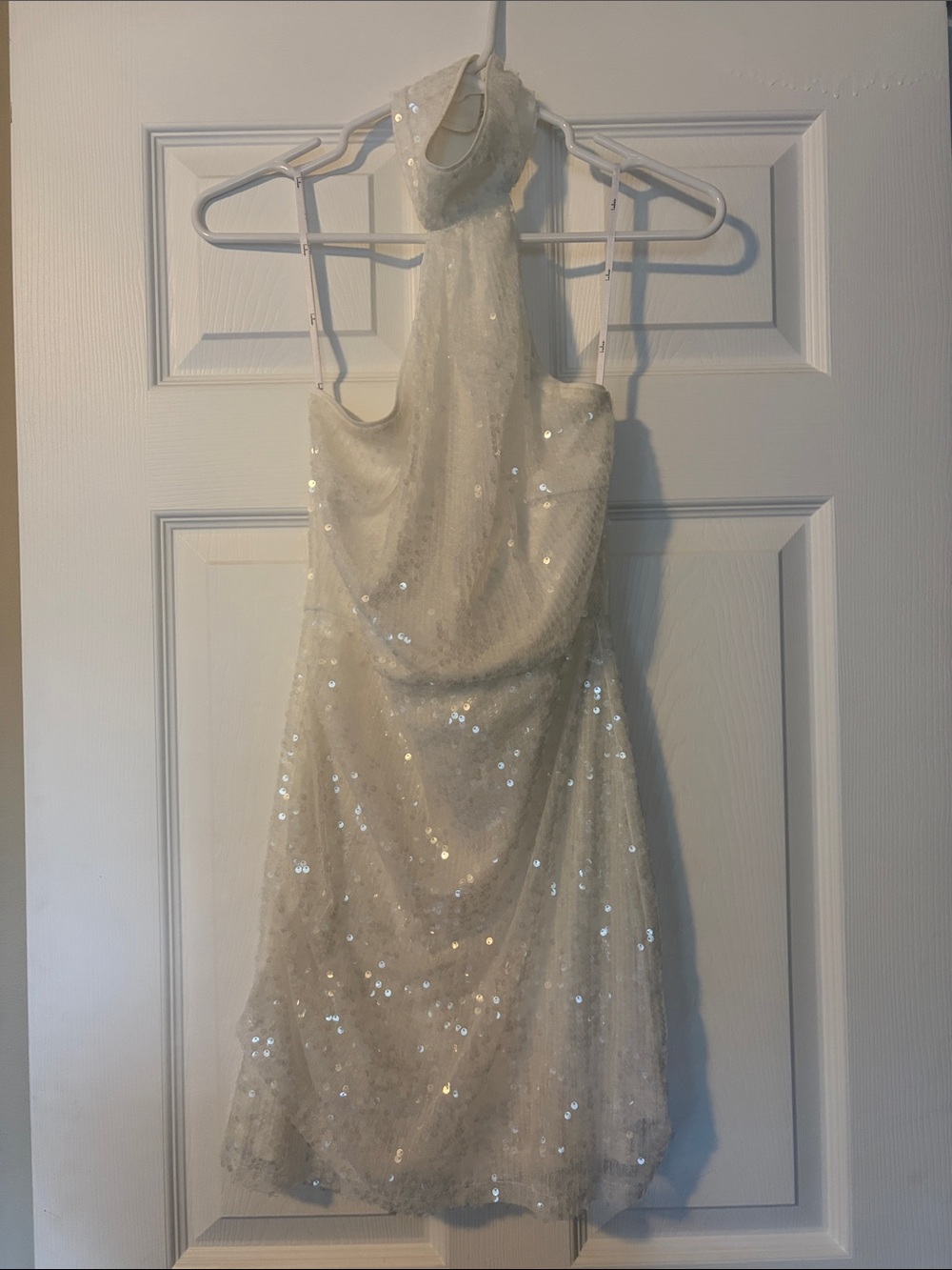 Lulu's Ivory Sequined Halter Mini Dress